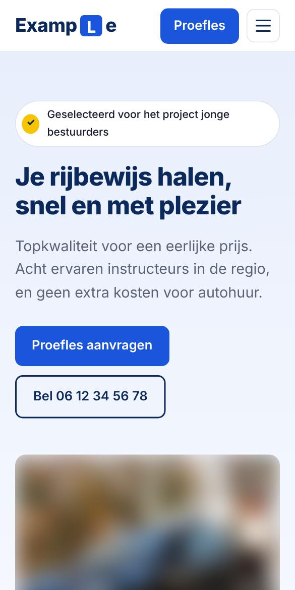 The same website on a phone